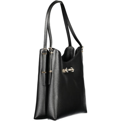 Black Polyethylene Women Handbag