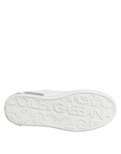 White Purple Leather Low Top Sneakers Shoes