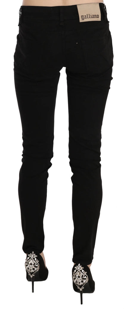 Black Mid Waist Slim Fit Skinny Denim Casual Pants Jeans