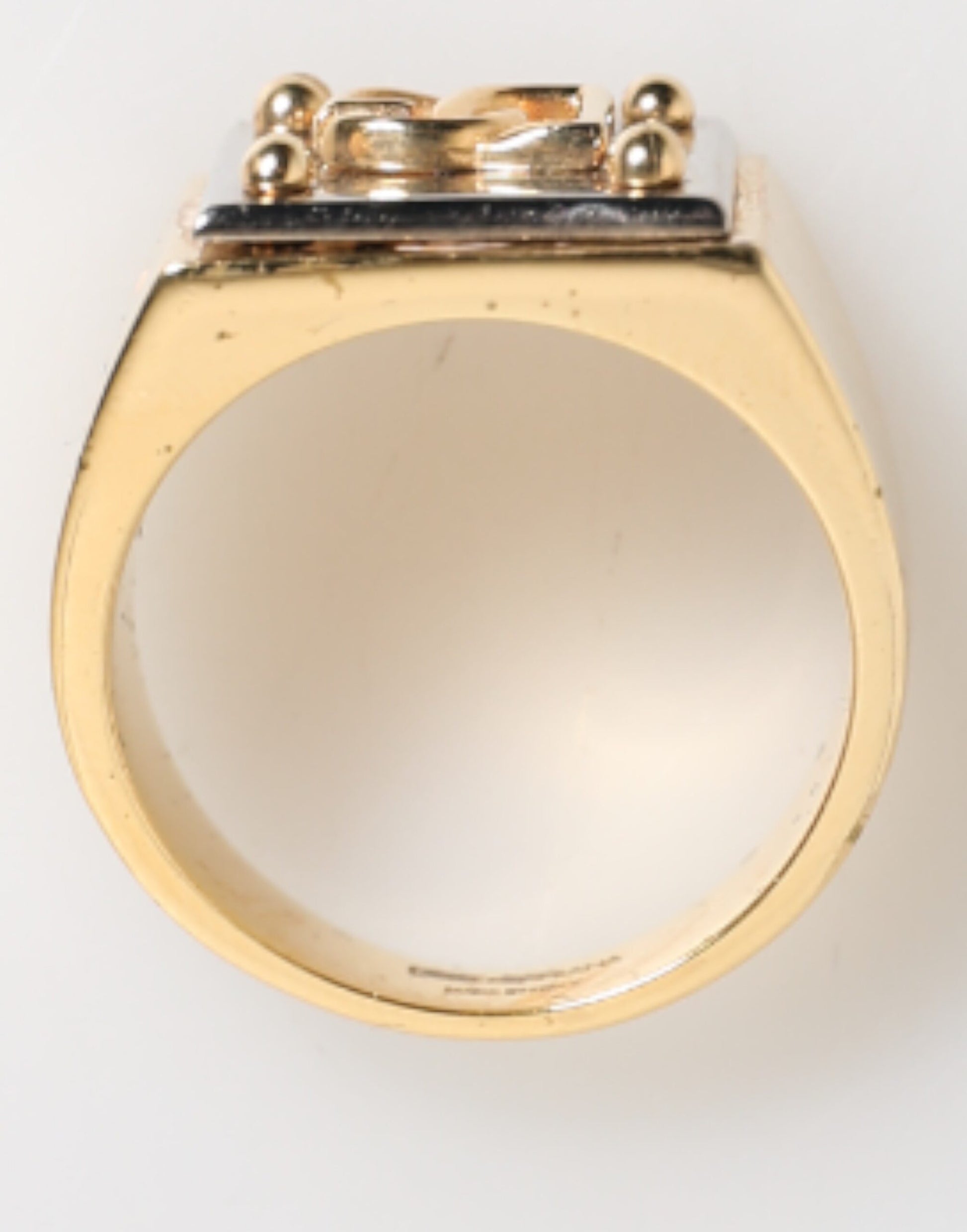 Gold Tone Brass Signet Square DG Logo Plaque Men Ring