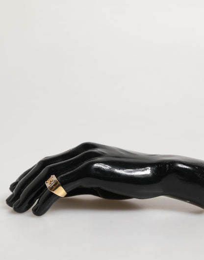 Gold Tone Brass Signet Square DG Logo Plaque Men Ring