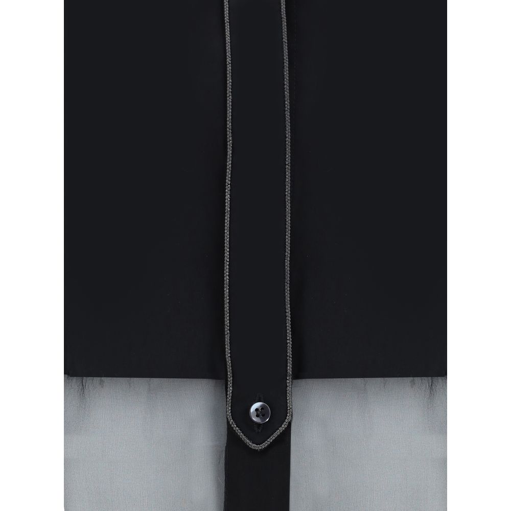 Black Cotton Pattern Shirt