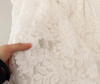 White Flower Lace Corsage Long Maxi Dress