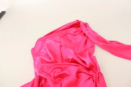 Pink Sheath Silk Bow Open Shoulder Dress