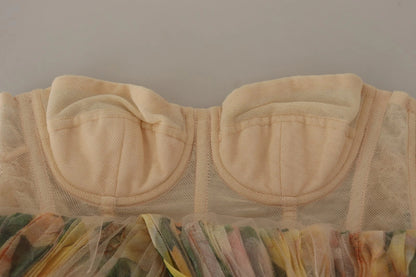 Yellow Floral Print Pleated Maxi Dress