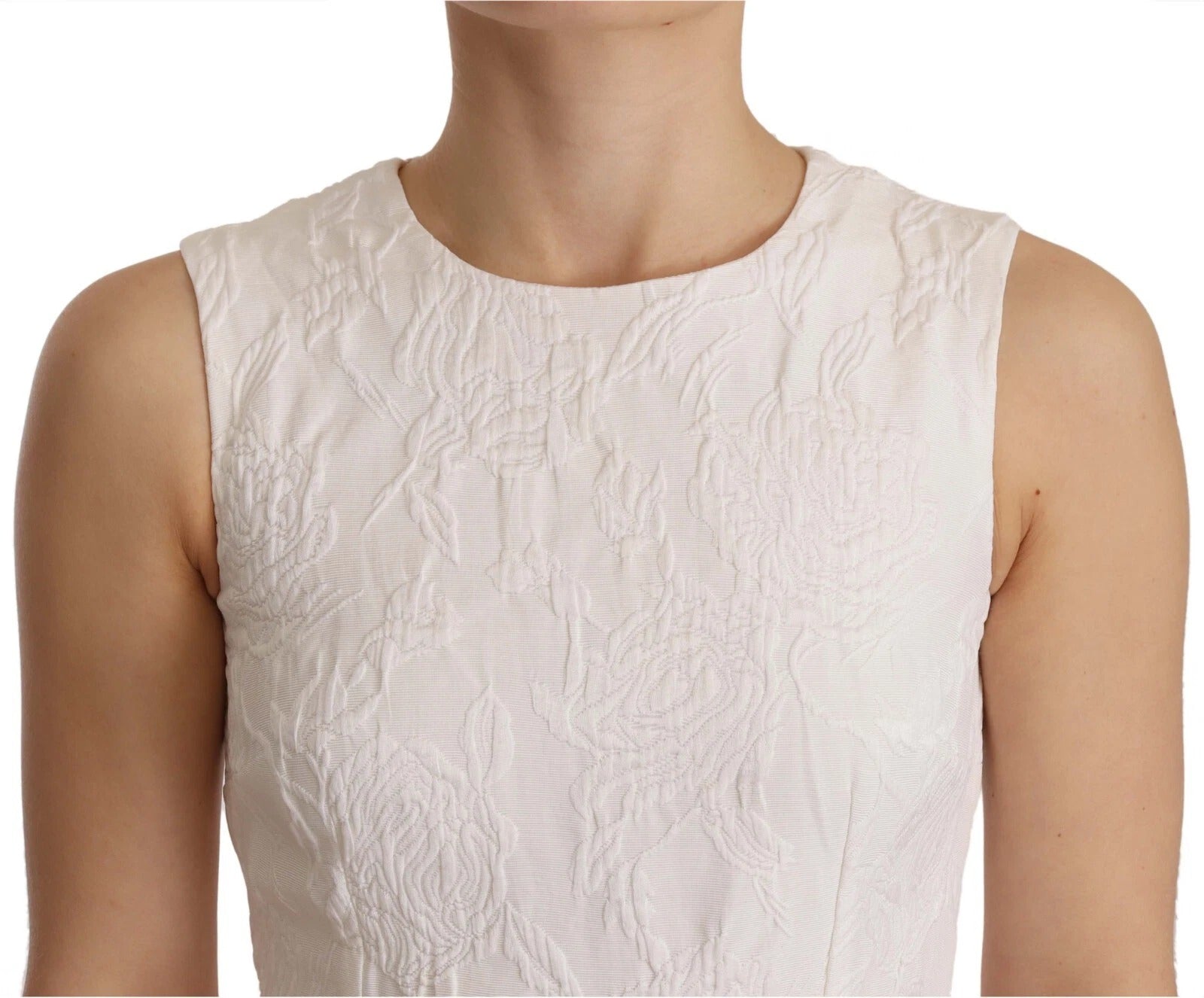 White Floral Sleeveless Sheath Mini Dress