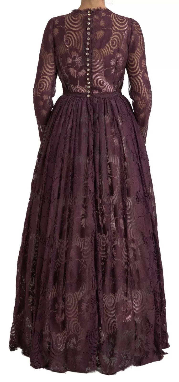 Purple Viscose Crystal A-Line Gown Dress
