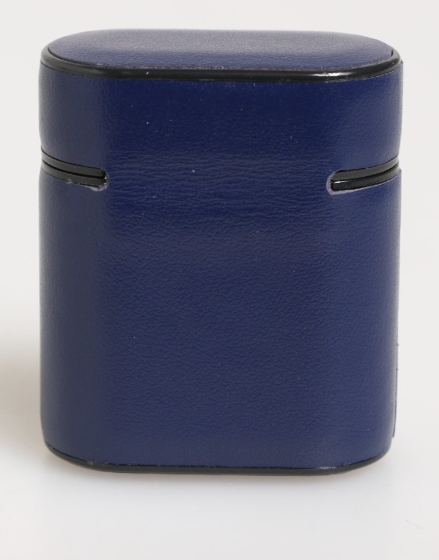 Blue Leather Logo Print Flip Holder Men Airpods Case