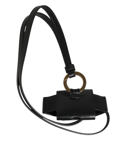 Black Leather Strap Gold Metal DG Logo Plaque Airpods Case