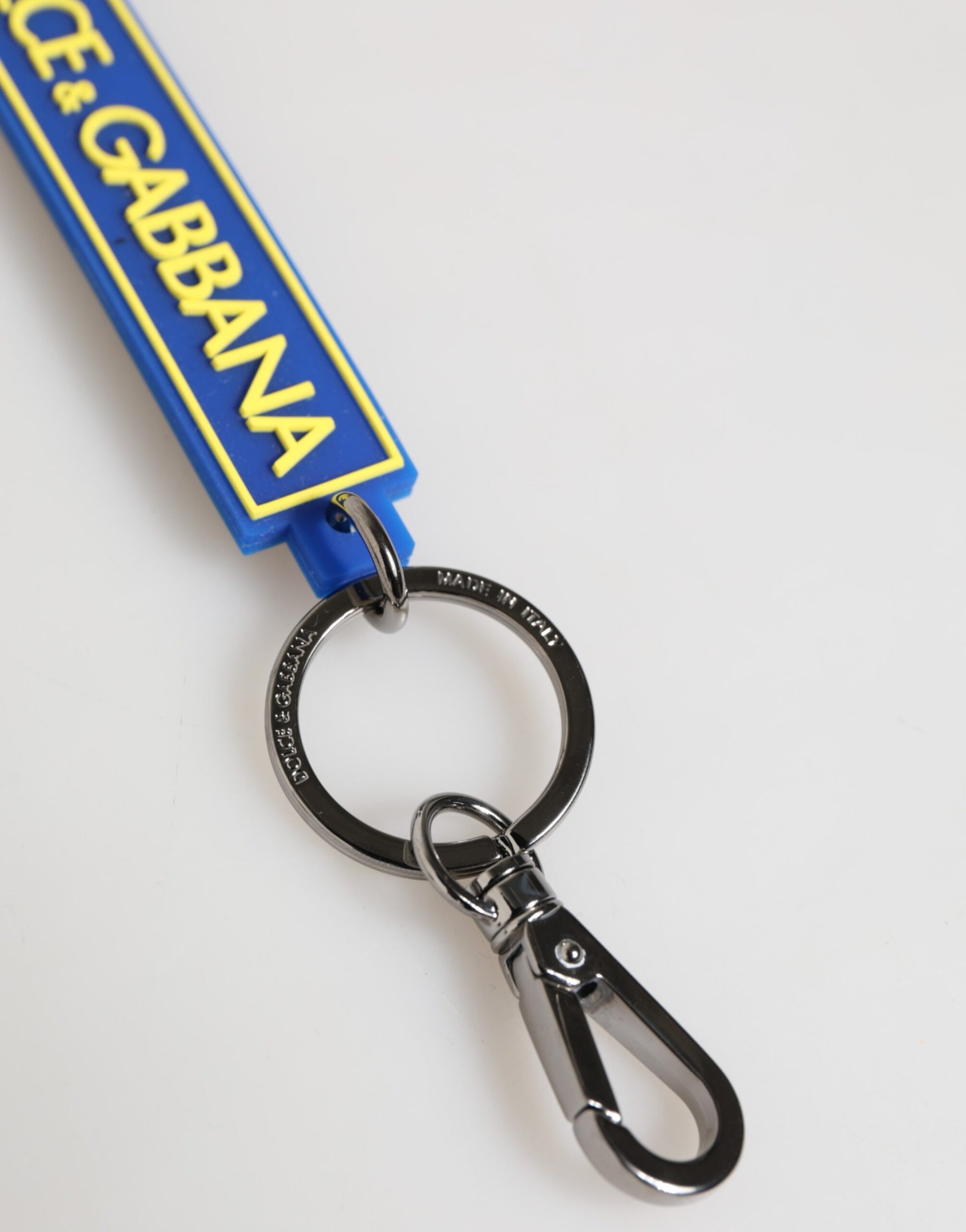Blue Yellow DG Rubber Logo Silver Men's Holder Keyring