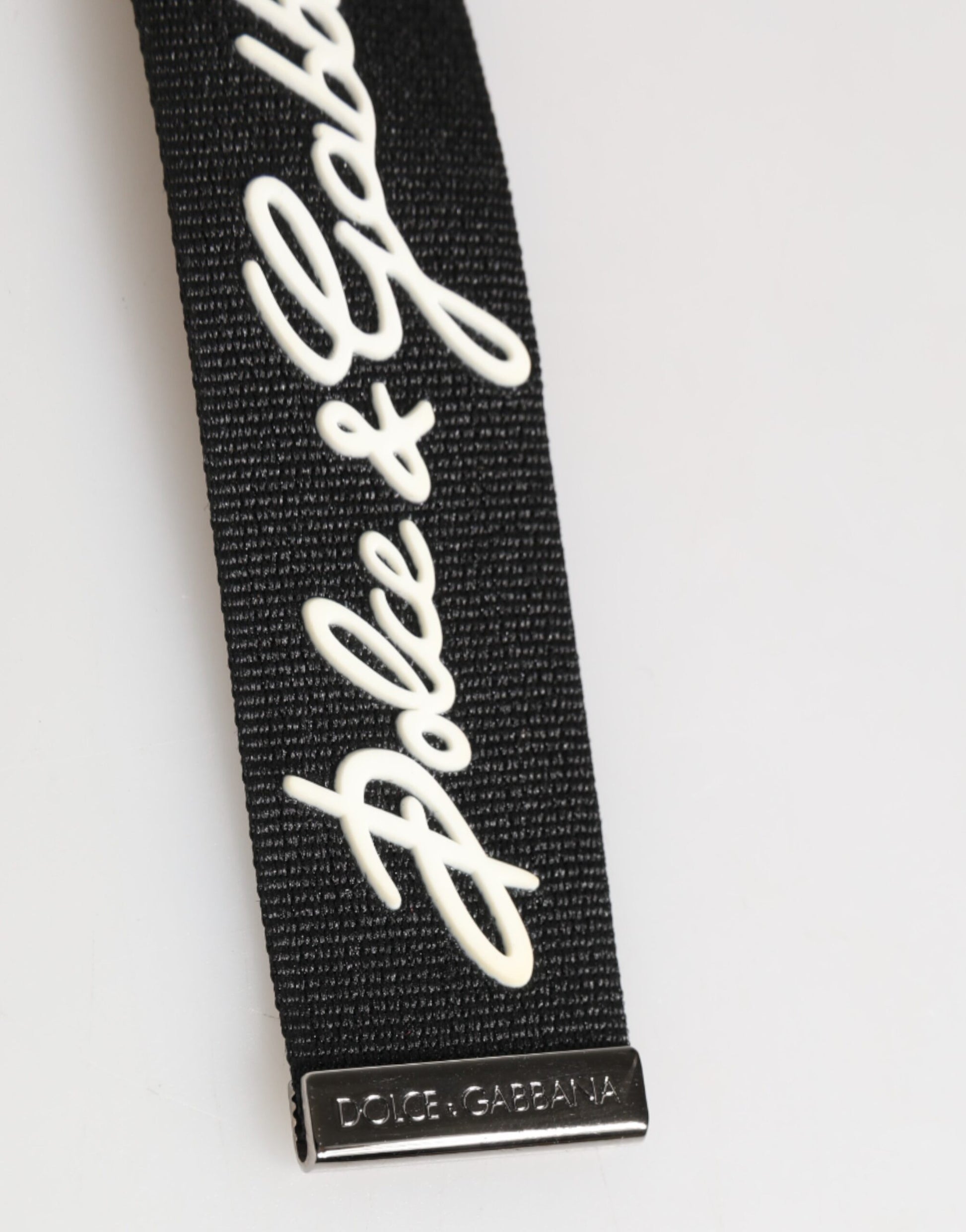 Black White Polyester DG Logo Silver Men Keychain Keyring