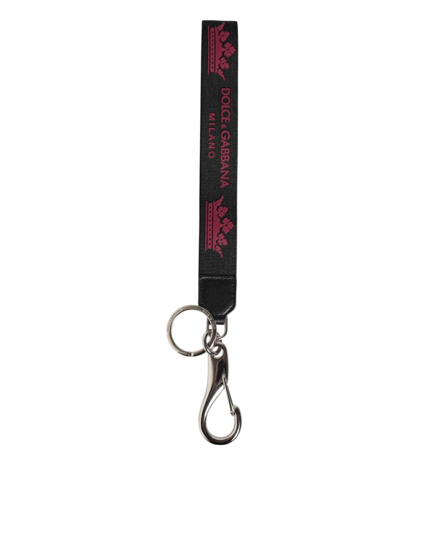 Black Burgundy Nylon DG Logo Crown Holder Keychain Keyring