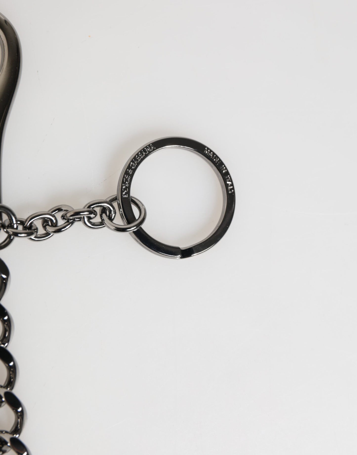 Black Red Military Leather Patch DG Logo Keychain Keyring