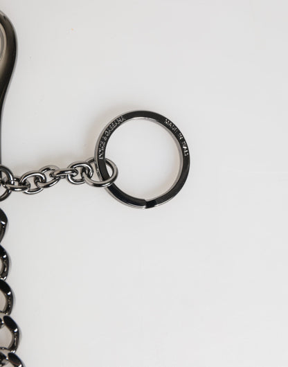 Black Red Military Leather Patch DG Logo Keychain Keyring