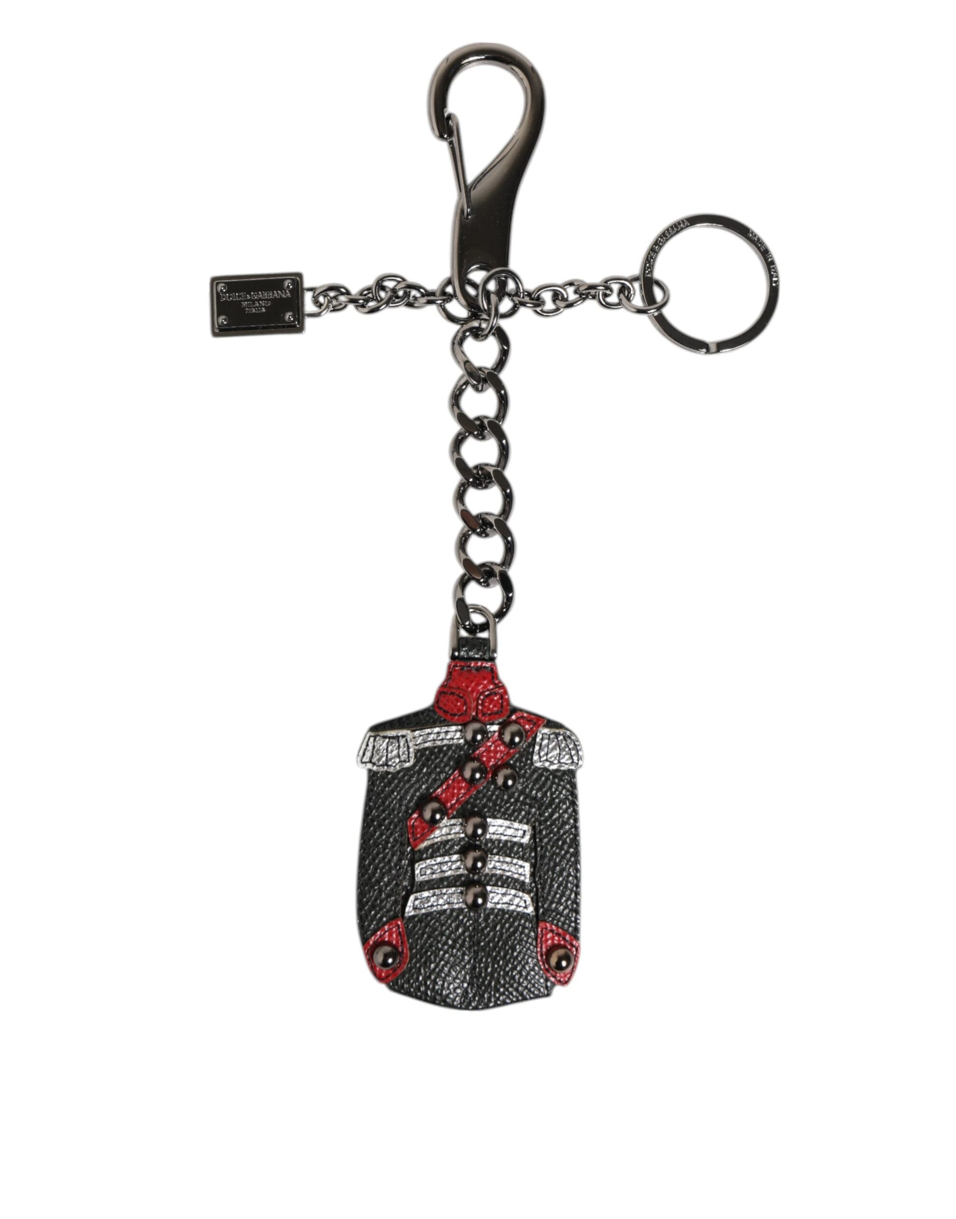 Black Red Military Leather Patch DG Logo Keychain Keyring