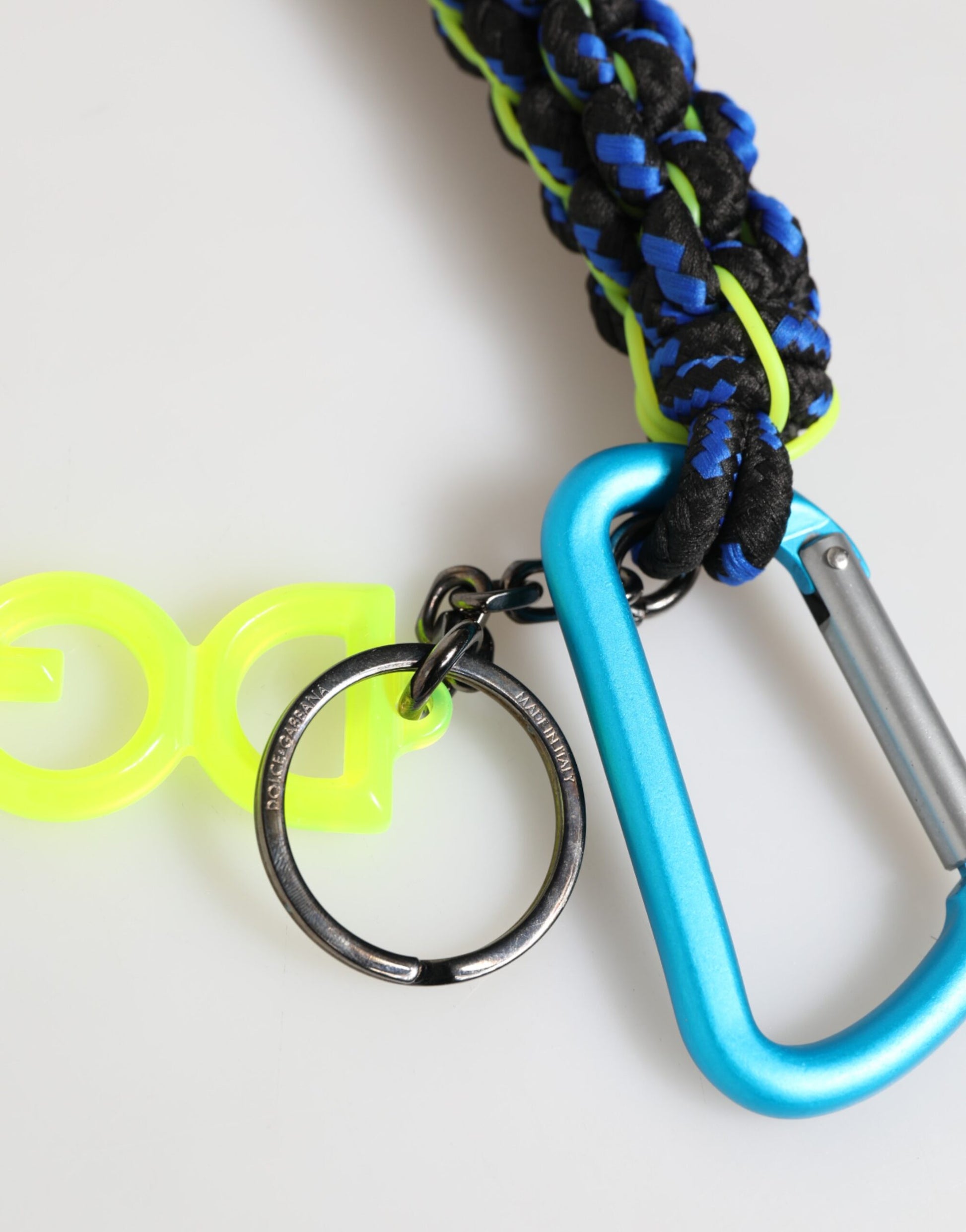 Multicolor Leather Tape String DG Logo Keychain Keyring