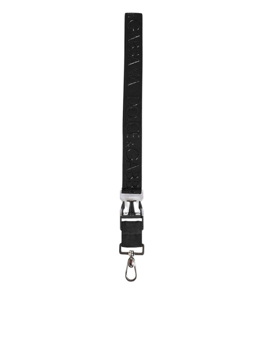Black Polyester Stretch Rubberised DG Logo Men Keychain