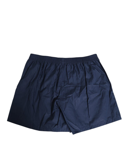 Navy Blue Cotton Elastic Waistband Button Swimwear