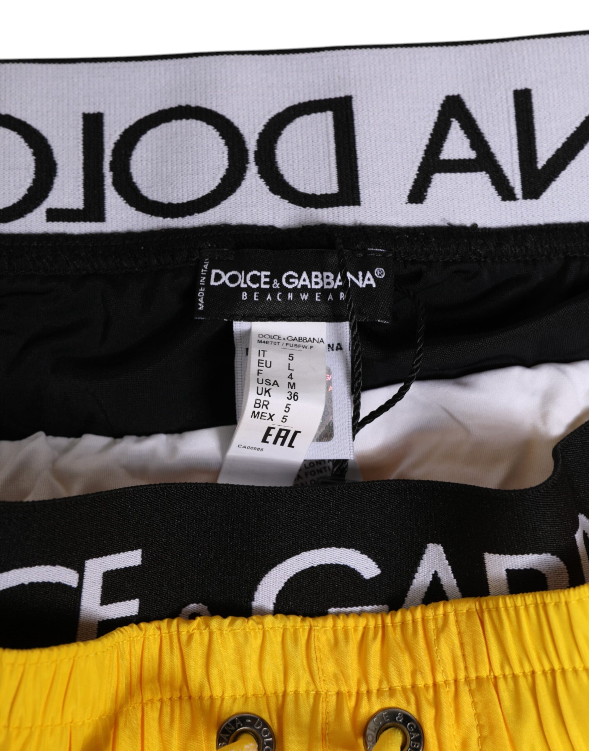 Yellow Drawstring Beachwear Men Shorts Swimwear