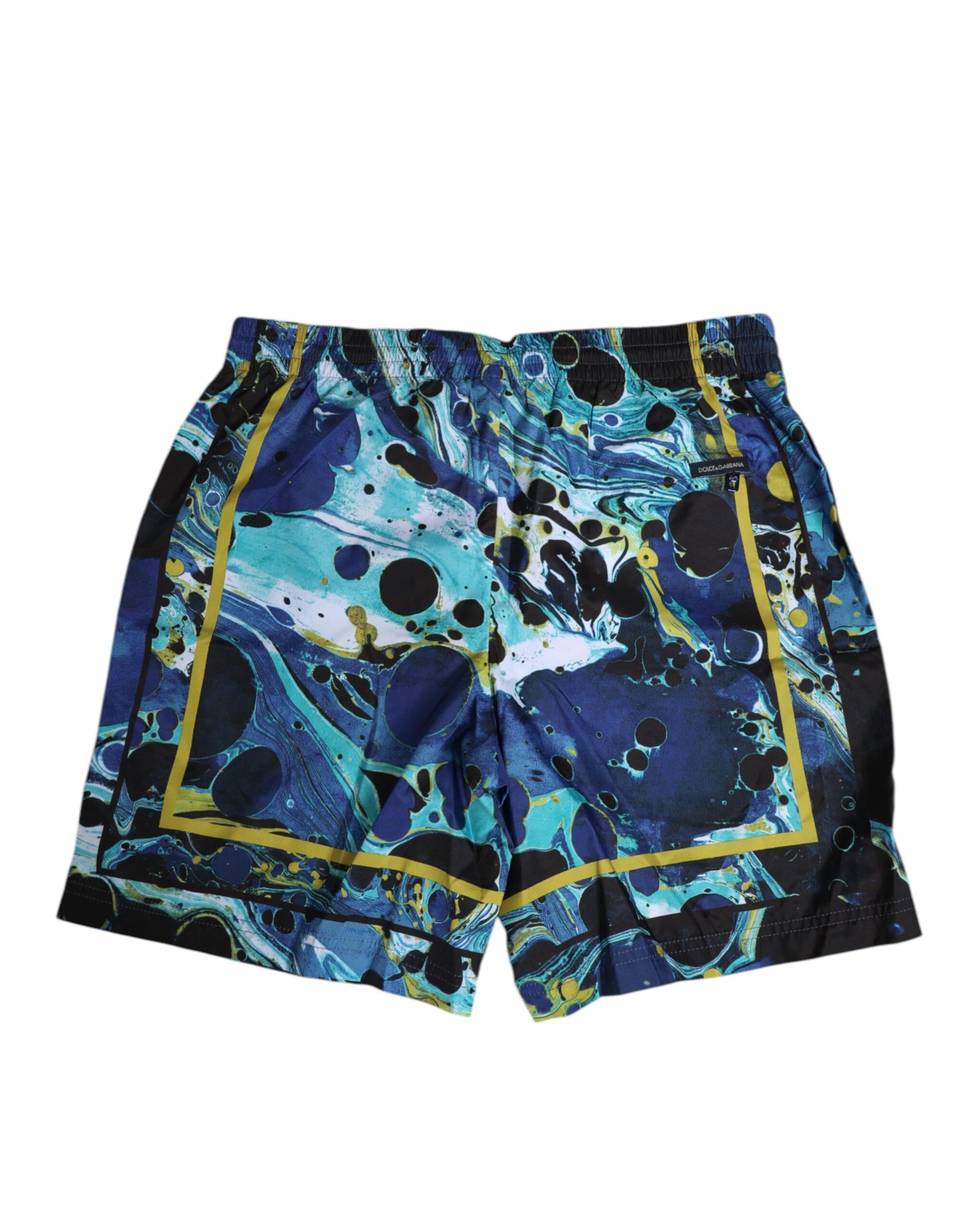 Blue Marble Print Logo Men Boxer Short Swimwear