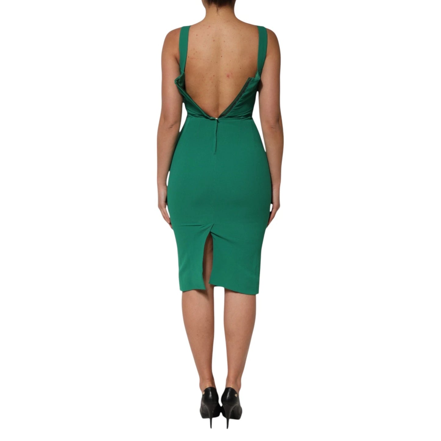 Dark Green Sleeveless Rayon Bodycon Dress