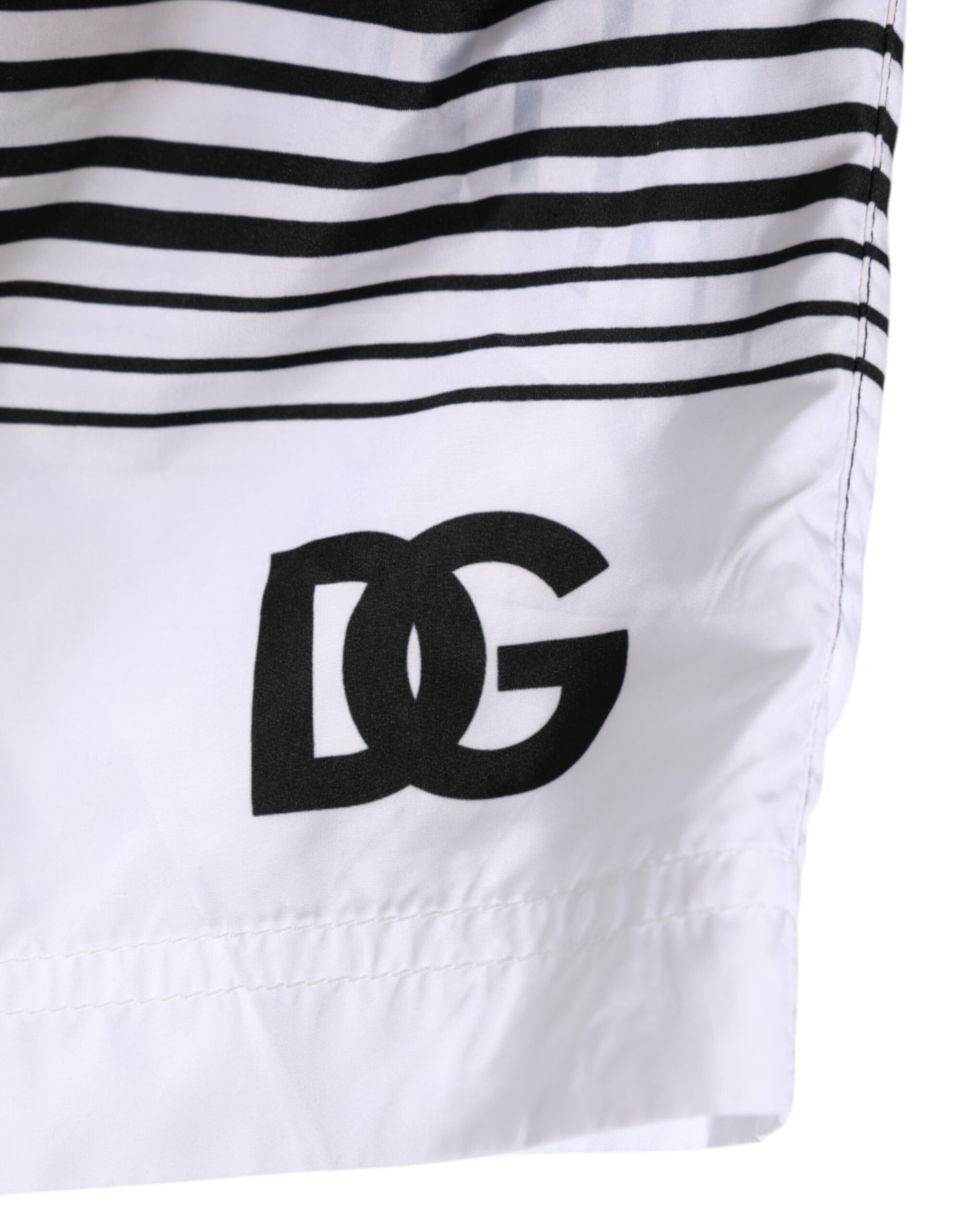 Black White Striped DG Logo Men Short  Swimwear