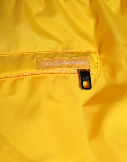 Yellow Nylon Logo Print Men Boxer Short Swimwear