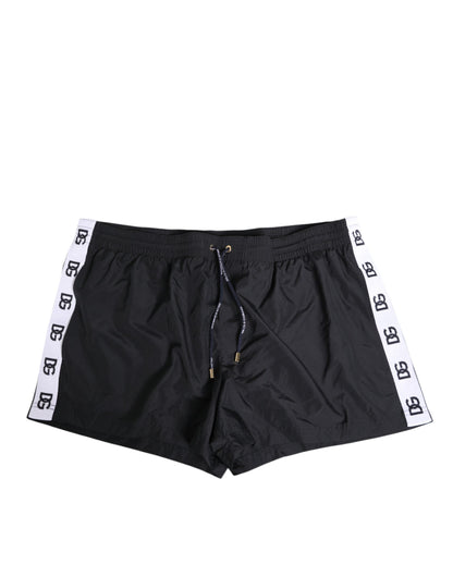 Black Nylon Side Logo Tape Shorts Swimwear