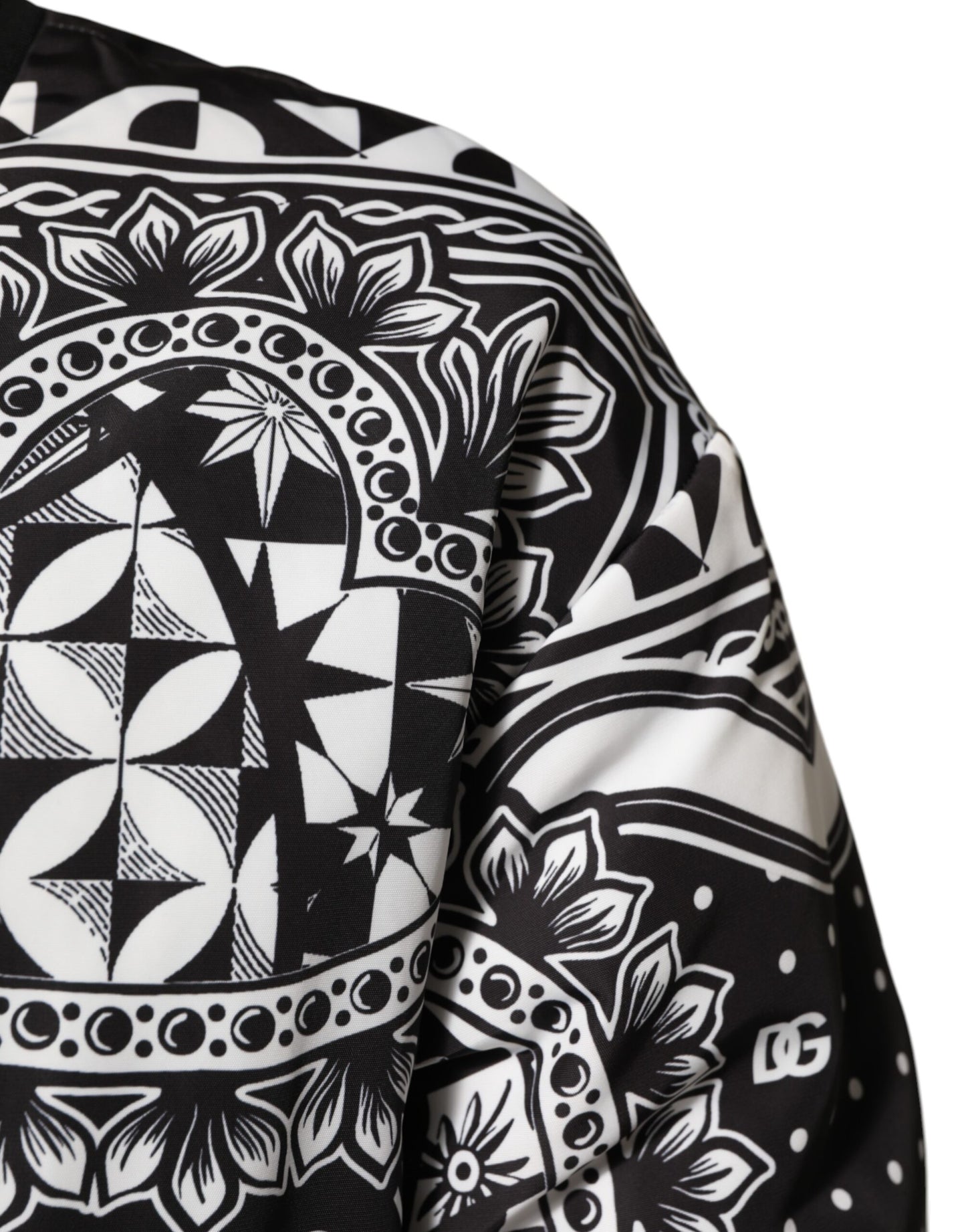 Black White Bandana Print Bomber Jacket