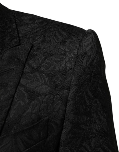 Black 3 Piece Brocade Jacquard Suit MARTINI