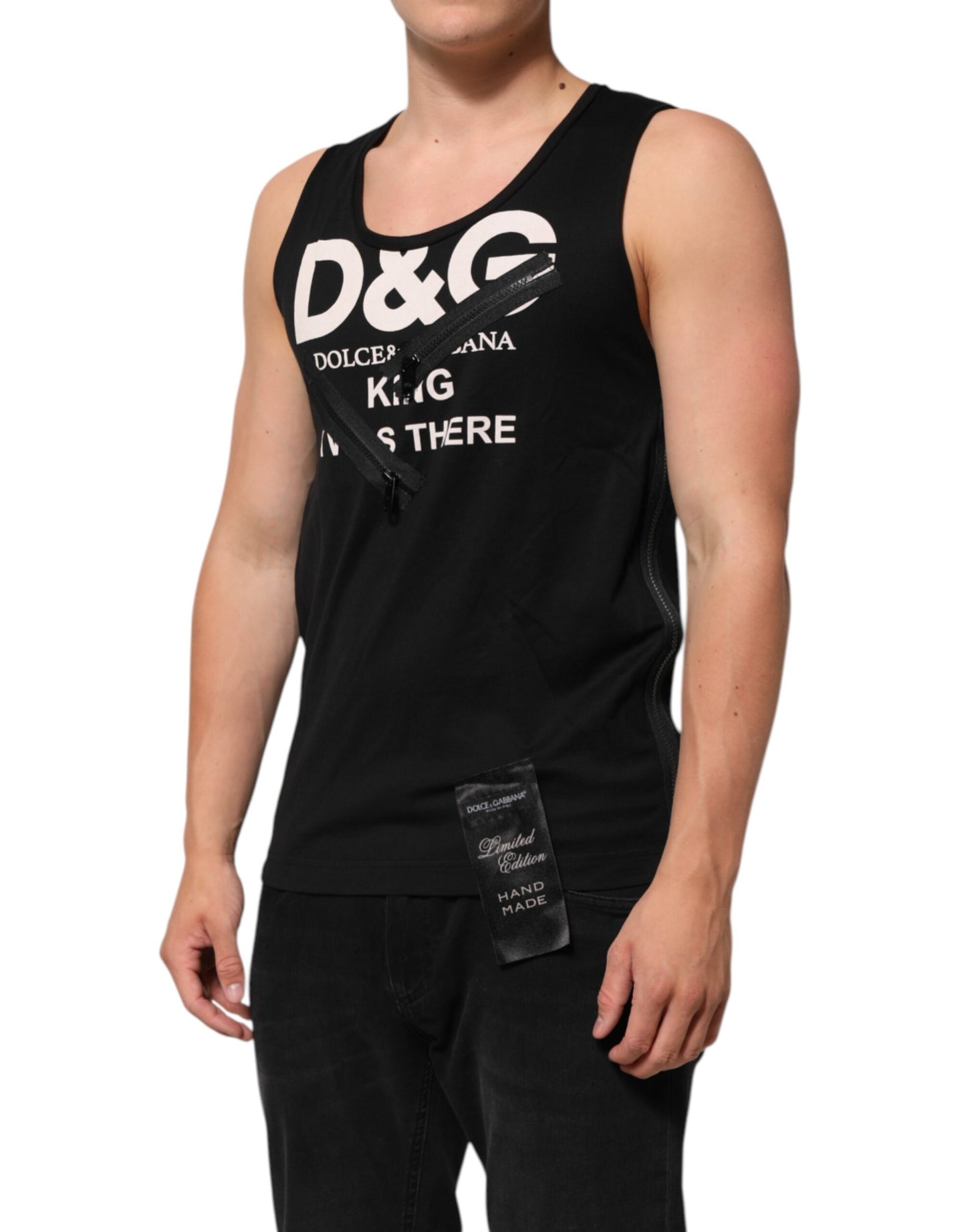 Black Cotton Sleeveless Tank Top DG Logo Men T-shirt
