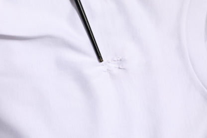 White Cotton Logo Patch Crew Neck Men T-shirt