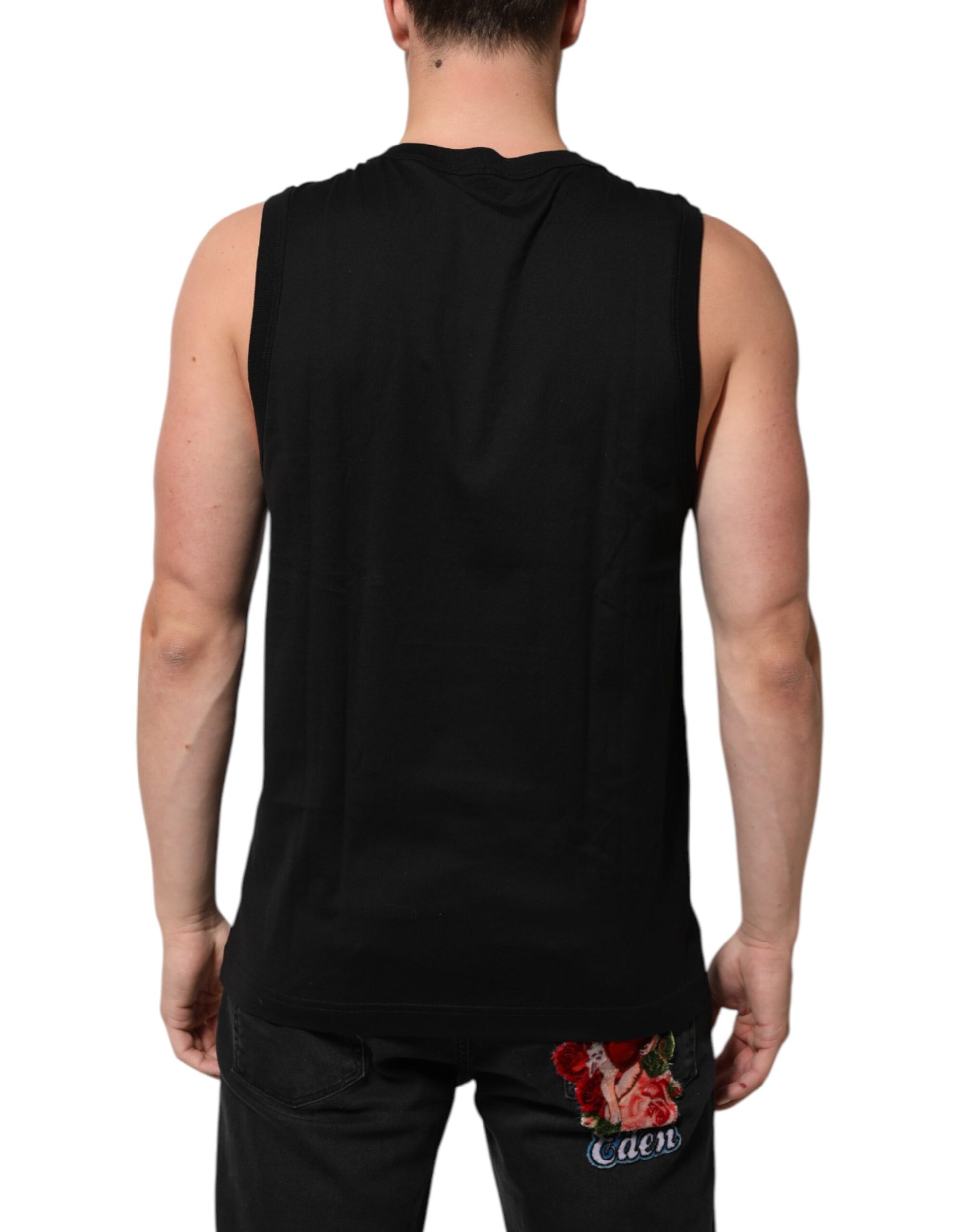 Black Cotton Sleeveless Underwear Men Tank Top
