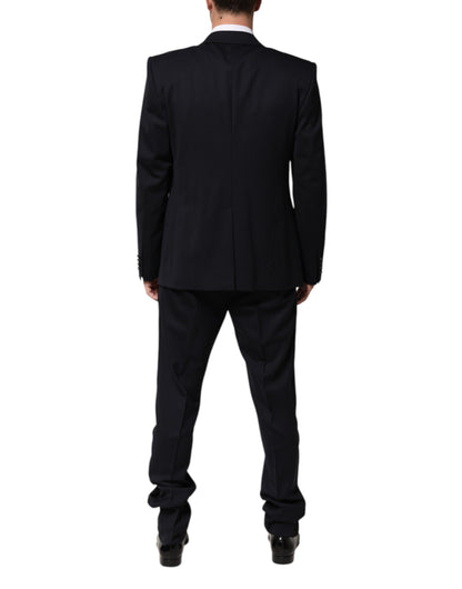 Black 3 Piece Wool Silk Blend Suit SICILIA