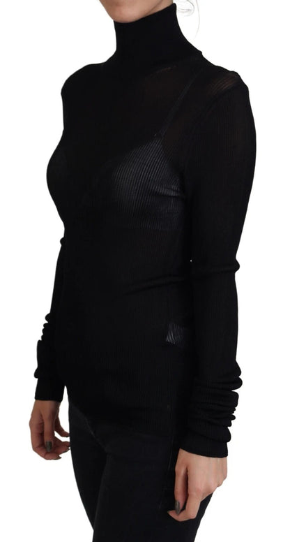 Black Turtleneck Slim Fit Pullover Sweater