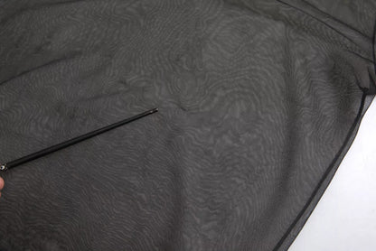 Black Mesh Turtleneck Sheer Blouse Top