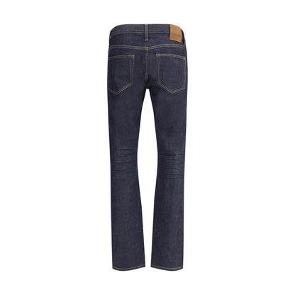 Blue Cotton Straight-Leg Jeans