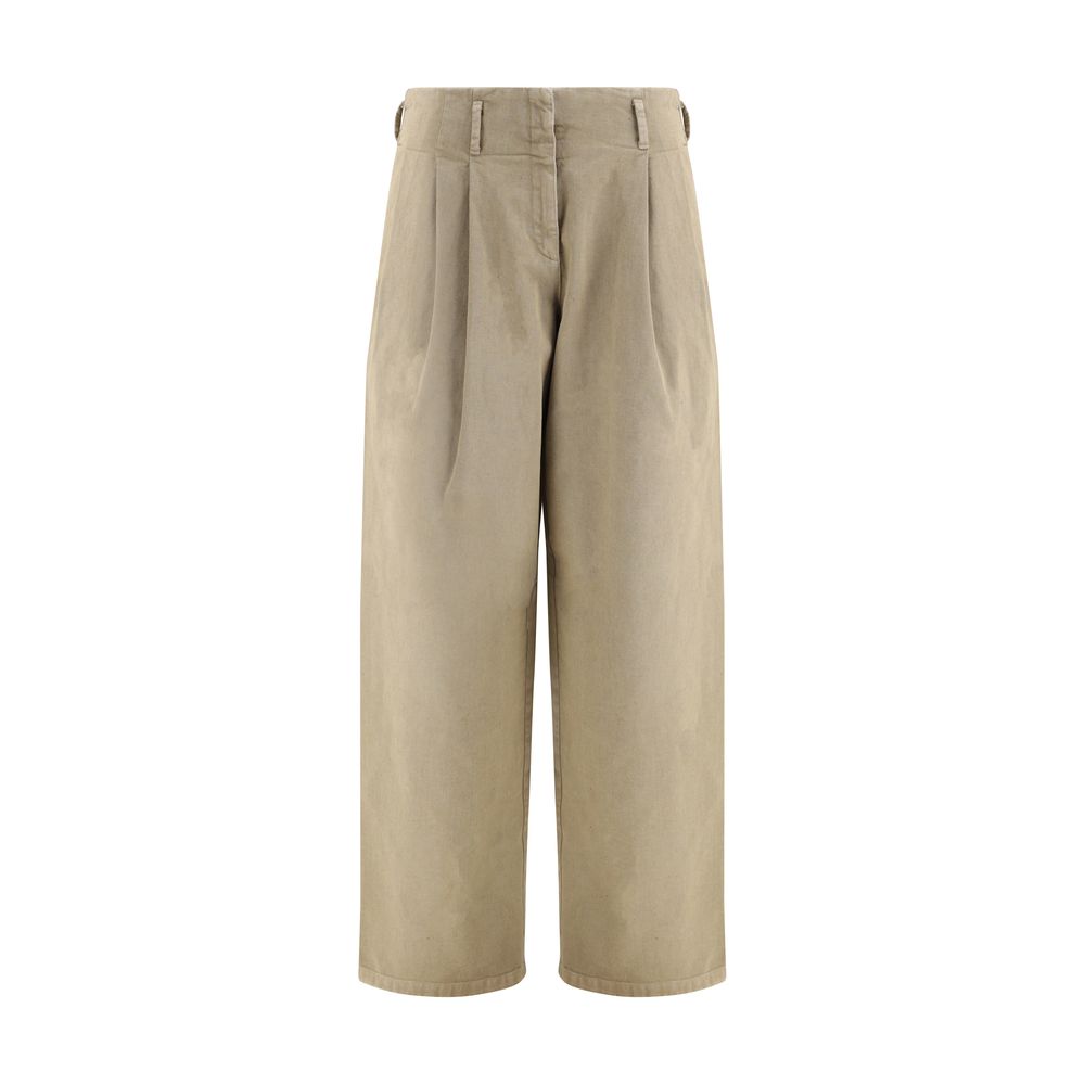Bicolor Cotton Casual Pants