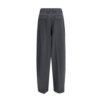 Gray Polyester Casual Pants
