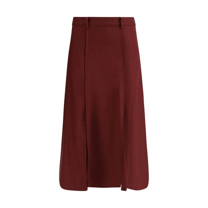 Bordeaux Wool Midi Skirt