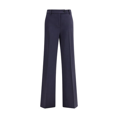 Blue Viscose Flared Pants