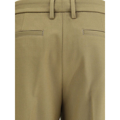 Green Polyester Dress Pants