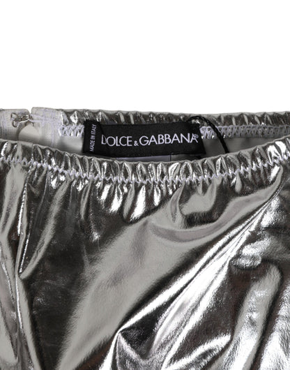 Silver Metallic High Waist Bikini Bottom Women  Underwear