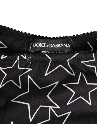 Black White Star Print Cotton Slip Panty Underwear