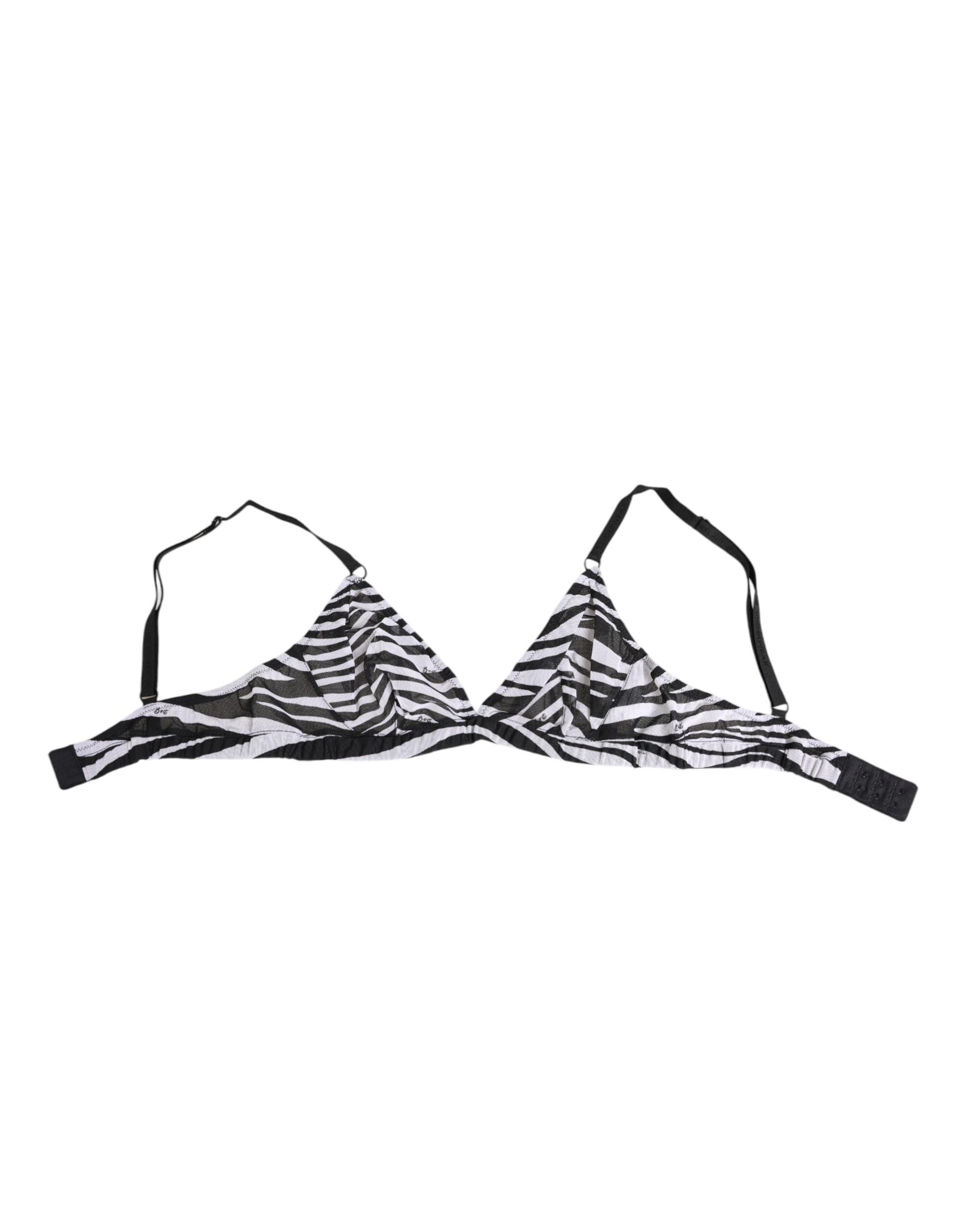 Black White Zebra Print Sheer Mesh Bralette Underwear