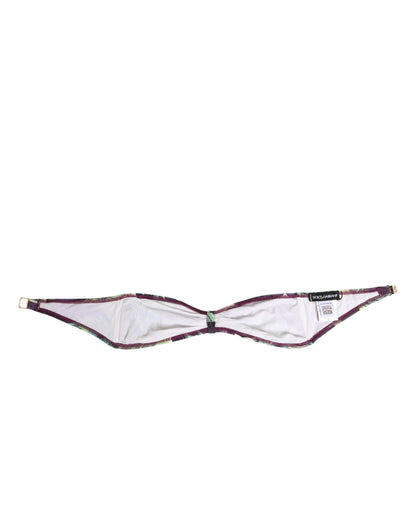 Purple Green Leaf Print Bandeau Swimwear Underwear
