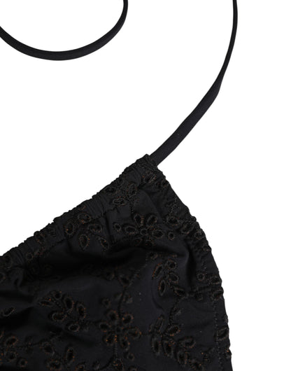Black Embroidered Triangle Swimwear Underwear