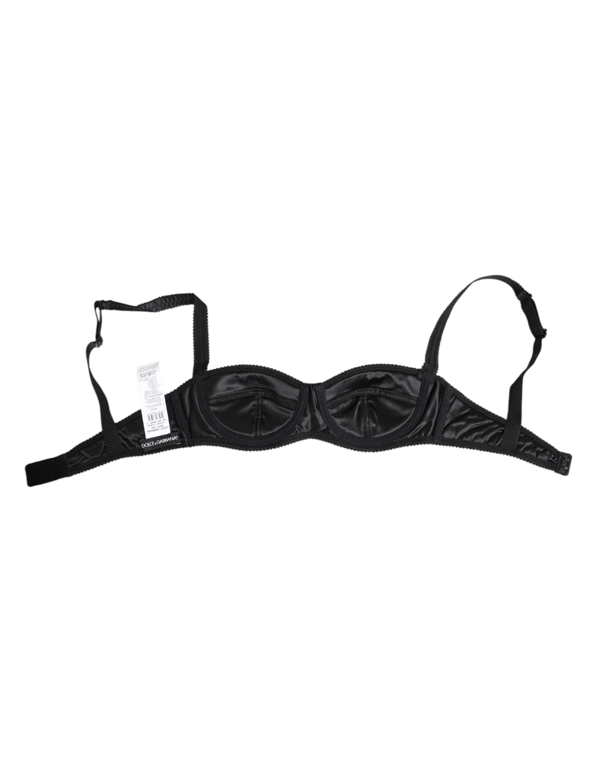 Black Silk Satin Wireless Lingerie Bra Underwear
