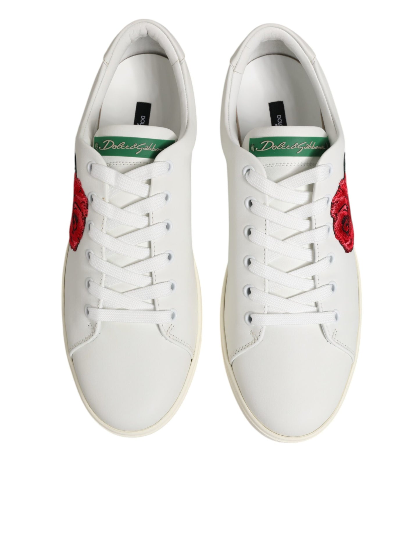 White Leather Rose Embroidery Low-Top  Shoes