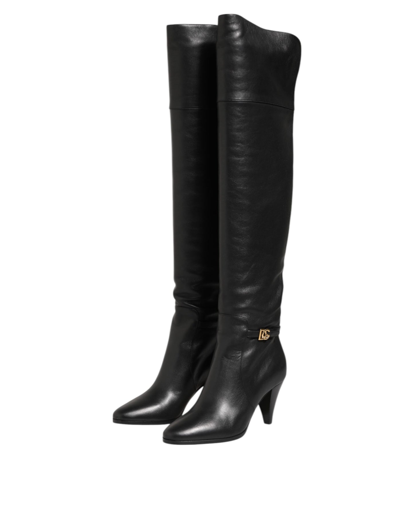 Black Leather Over-The-Knee DG Boots  Shoes